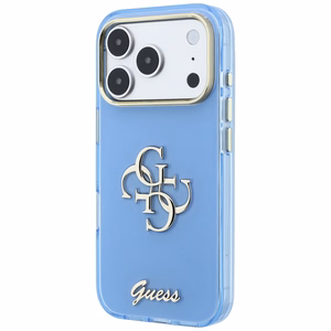 Guess IML 4G Script Metal vāciņš modelim iPhone 18 Pro Max / 17 Pro Max – gaiši zils