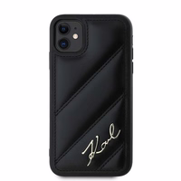 Karl Lagerfeld Diagonal Quilted Script apvalks viedtālrunim iPhone 11 / Xr - melns