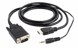 Gembird A-HDMI-VGA-03-6 video kabeļa adapteris 1.8 m HDMI Type A (Standard) VGA (D-Sub) + 3.5mm melns