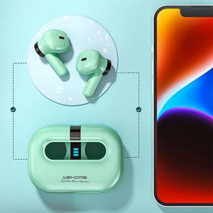 WEKOME VA06 Vanguard Series Bluetooth 5.2 TWS bezvadu austiņas ar uzlādes futrāli, zaļas