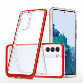 Caurspīdīgs 3in1 viedtālruņa apvalks Samsung Galaxy S21 + 5G (S21 Plus 5G) rāmja gels sarkans