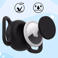 AirTag silikona ūdensizturīgs apvalks suņa vai kaķa kaklasiksnai - melns