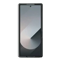 Mercedes Leather Wood Imitation MagSafe viedtālruņa apvalks Samsung Galaxy Z Fold 6 - melns