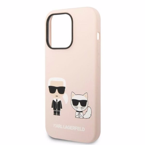 Karl Lagerfeld KLHMP14LSSKCI iPhone 14 Pro 6.1 "cietais viedtālruņa apvalks gaiši rozā / gaiši rozā silikona Karl & Choupette MagSafe