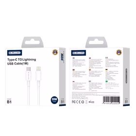 JELLICO kabelis B1 USB-C - Lightning PD 20W 1M Balts
