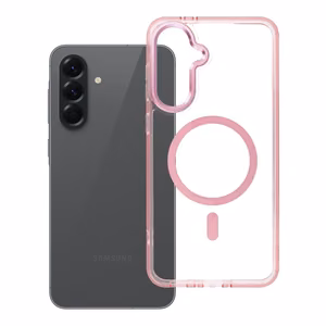 Maciņš Samsung A56 Frame Clear Hybrid Mag Cover saderīgs ar MagSafe pūderrozā