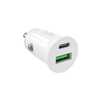 Puro Pro Lite automašīnas lādētājs 1x USB-A + 1x USB-C Power Delivery 20W - balts