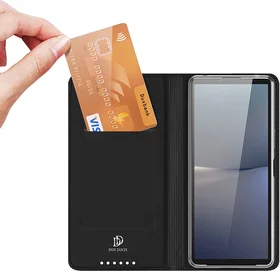 Dux Ducis Skin Pro viedtālruņa apvalks Sony Xperia 10 VI ar atloku un karšu nodalījumu - melns