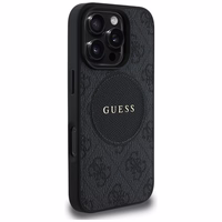 Guess 4G Circle Classic Logo Magnētiskais viedtālruņa apvalks iPhone 16 Pro Max - melns