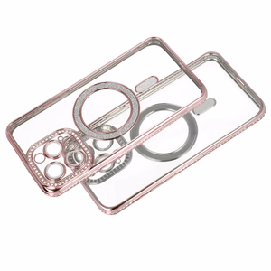 Bling Magnētiskais viedtālruņa apvalks Iphone 14 Pro rozā