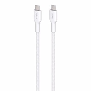 Puro Fabric izturīgs pīts USB-C–USB-C uzlādes un datu kabelis, 1,2 m, balts