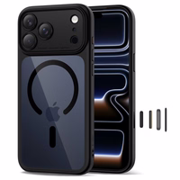 Tech-Protect Magpeak Magsafe CC futrālis iPhone 17 Pro - caurspīdīgi melns