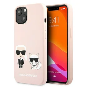 Karl Lagerfeld KLHCP13SSSKCI silikona viedtālruņa apvalks iPhone 13 mini 5,4" Karl & Choupette, gaiši rozā