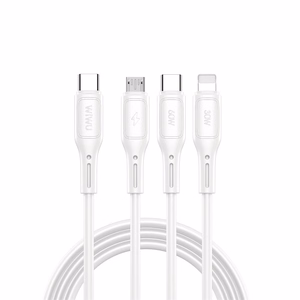 WiWU - Starlink sērijas datu kabelis Wi-046E 3in1 USB C uz USB C, Micro USB, Lightning 60W 1m - balts