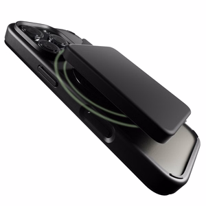 Puro Book Mag MagSafe ādas apvalks ar aizdari un karšu nodalījumu iPhone 16 Pro Max - melns