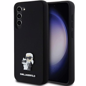 Karl Lagerfeld silikona Karl&Choupette metāla piespraude viedtālruņa apvalks Samsung Galaxy S23+ - melns