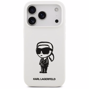KARL LAGERFELD viedtālruņa apvalks IPHONE 17 Pro saderīgs ar Magnētisko KLHMP17LSKIGROH (Silicone W/ KL Sketch & Logo) balts
