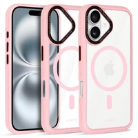 Liavec Hybrid Magsaks Skaidrs viedtālruņa apvalks Iphone 16 gaiši rozā