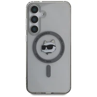 Karl Lagerfeld Poga Choupette Galva Drukāts Logotips Magnētiskais Samsung Galaxy S25 viedtālruņa apvalks melna