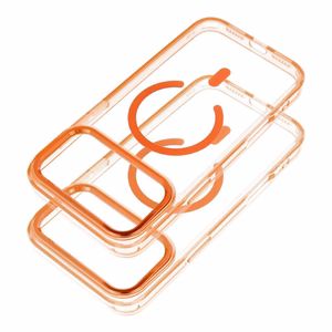 Case for iPhone 17 Pro / 18 Pro (low camera edge) Frame Clear Hybrid Mag Cover compatible with MagSafe hermes orange