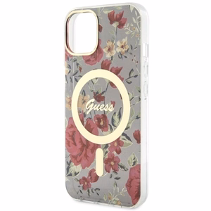 Guess GUHMP14MHCFWSA iPhone 14 Plus 6.7" zaļš/haki cietais apvalks Zieds Magnētiskais