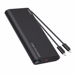 Внешний аккумулятор Veger TCE130 (W2503) PD 130W 25000 mAh со встроенными кабелями Type C / Lightning чёрный