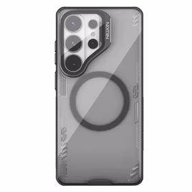Nillkin Iceblade Prop Magnetic Maciņš with Camera Maciņš and Statīvs saderīgs ar MagSafe for Samsung Galaxy S26 Ultra - caurspīdīgs melns