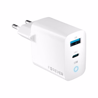 Forever TC-06-33AC GaN PD QC lādētājs 1x USB-C 1x USB 33W balts