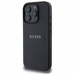 Guess graudainais zelta gredzena magnētiskais viedtālruņa apvalks iPhone 16 Pro Max - melns