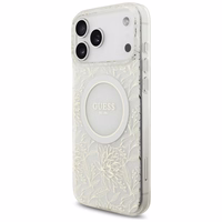 Guess IML Ziedu Electro Pearl Siksniņa Magnētiskais viedtālruņa apvalks iPhone 17 Pro Max - balta