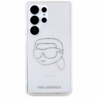 Karl Lagerfeld viedtālruņa apvalks ar rhinestones Karl Head logotipu Samsung Galaxy S25 Ultra caurspīdīgs