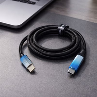 Blavec Kabelis Velox pīts - Typ C na Typ C - PD 240W 5A LED display 1,2 metra Apple CarPlay/Android Auto (CVE-CC5B12) melns