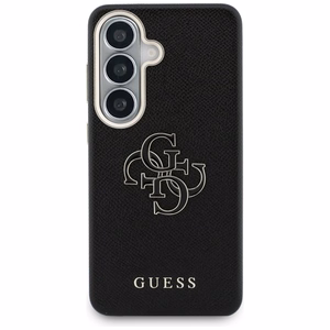 Guess maciņš Grained Big 4G Metal Logo priekš Samsung Galaxy S26 melns