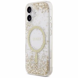 Guess Resin Bottom Glitter Magnētiskais viedtālruņa apvalks iPhone 17 - zelta