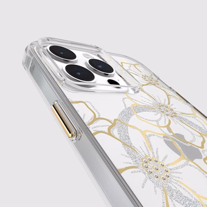 Case-Mate Floral Gems MagSafe vāciņš ierīcei iPhone 15 Pro Max, zelta krāsā