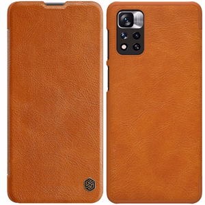 Чехол-книжка Nillkin Qin для Xiaomi Redmi Note 11 Pro+ (China) / Redmi Note 11 Pro (China) / Mi11i HyperCharge с защитой камеры коричневый