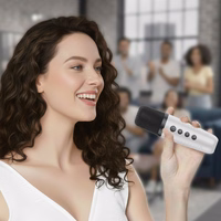 Blavec portatīvais Bluetooth skaļrunis WS-08 Karaoke Idol 8W ar 2 mikrofoniem balts