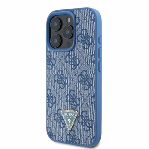 Guess Ādas Metāla Logotipa Strass Crossbody apvalks iPhone 16 Pro - zilais