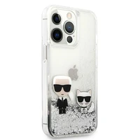 Karl Lagerfeld šķidrs spīdums Karl&Choupette apvalks iPhone 13 Pro / 13 6.1" - sudraba