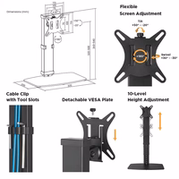 Single-Monitor 17"-32" Desk Statīvs, Melns