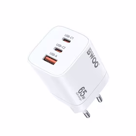 BWOO CDA147PD sienas lādētājs 65W 2x USB-C pieslēgvieta + USB-A, balts