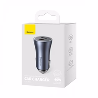 Automašīnas lādētājs Baseus "Golden Contactor Pro" pelēks 40W (2xPD)