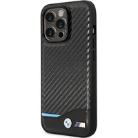 BMW Leather Carbon macins priekš iPhone 13 Pro Max - Melns