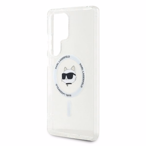 Karl Lagerfeld pogu Choupette Head izdrukātais logotips Magnētiskais viedtālruņa apvalks Samsung Galaxy S25 Ultra balts