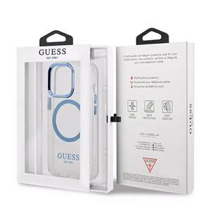 Guess GUHMP13LHTRMB iPhone 13 Pro / 13 6,1" zils/zils hard maciņš Metal Outline Magsafe