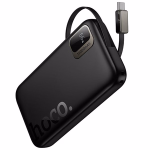 Portatīvais lādētājs Hoco 10000 mAh QC PD 20W ar izvelkamu USB C kabeli Q51 melns