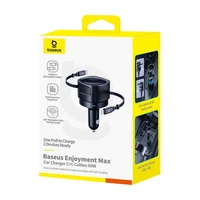 Baseus Enjoyment Max automašīnas lādētājs ar USB-C+Lightning kabeļiem 60W melns