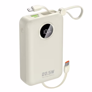Dudao K14+ внешний аккумулятор 20000 мАч 22,5 Вт USB-C / USB-A / встроенные кабели Lightning и USB-C белый