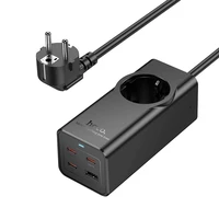 Pagarinātājs 2 m Hoco 1 ligzda + USB A + 3 x USB C QC3.0 PD 3A 67W NS9 melna