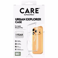 CARE by PanzerGlass Flagship Urban Explorer viedtālruņa apvalks ar baltu magnētisko MagSafe, paredzēts iPhone 17 Pro – caurspīdīgs